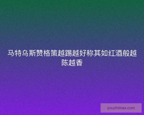 马特乌斯赞格策越踢越好称其如红酒般越陈越香