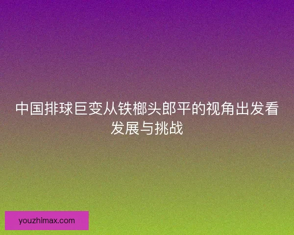 中国排球巨变从铁榔头郎平的视角出发看发展与挑战