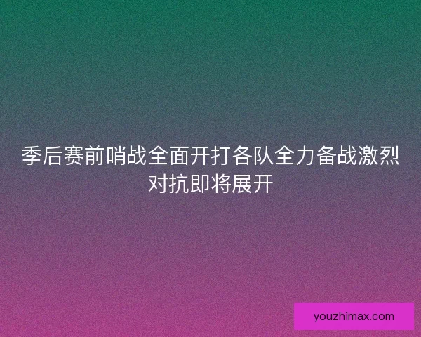 季后赛前哨战全面开打各队全力备战激烈对抗即将展开